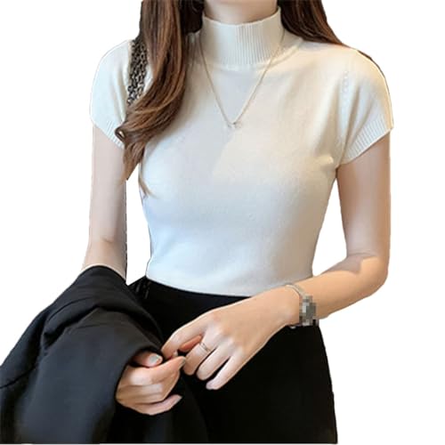 Bollrllr Halber Rollkragenpullover Mit Kurzen Ärmeln Damen Strickpullover Dünner Warmer Pullover White Sweater One Size Bollrllr Halber Rollkragenpullover Mit Kurzen Ärmeln Damen Strickpullover Dünner Warmer Pullover White Sweater One Size von Bollrllr