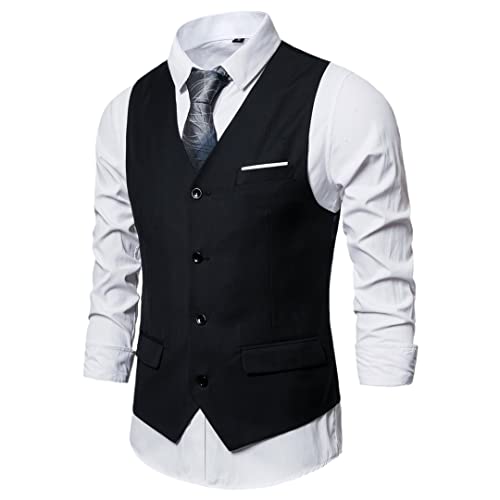 Bollrllr Herren Freizeitweste Formal Business Weste Herren Anzug Ärmellose Weste, Schwarz , XXXXXX-Large von Bollrllr