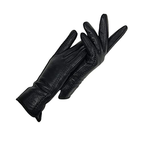Damen Handschuhe Echtleder Hirschleder Handschuhe Winter Damen Weich Damen Warm Gefüttert Schwarz Lace Up Fäustlinge 9 von Bollrllr
