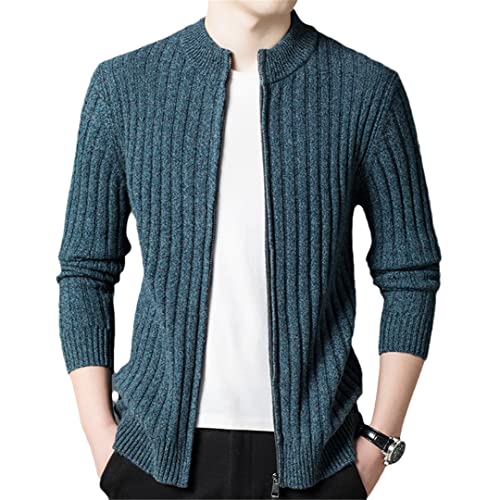 Herren Herbst und Winter Langarm Pullover Herren Casual Weich Strickpullover Herren Strickjacken Grün XL von Bollrllr