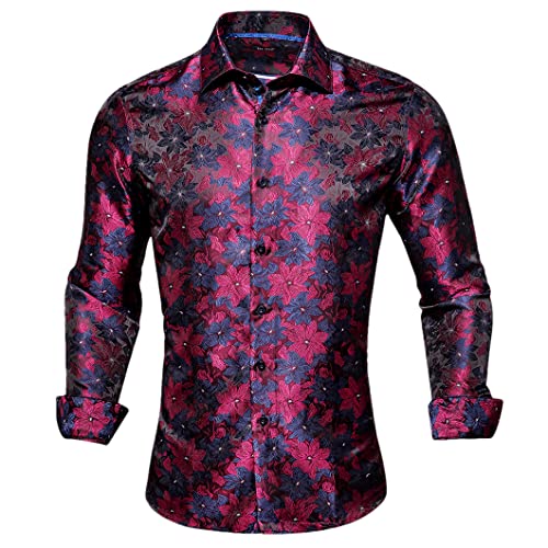 Herren Seidig Langarm Slim Fit Gold Blau Rot Beige Pink Grau Hemd, Cy-1002, S von Bollrllr