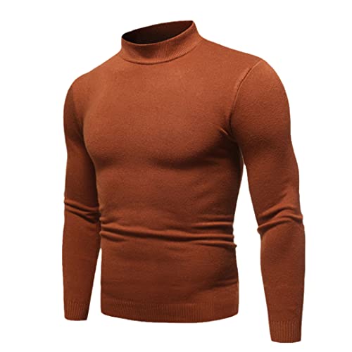 Herren Slim Turtleneck Sweater Pullover Herbst Einfarbig Langarm Rollkragen Strickpullover Pullover Khaki M von Bollrllr