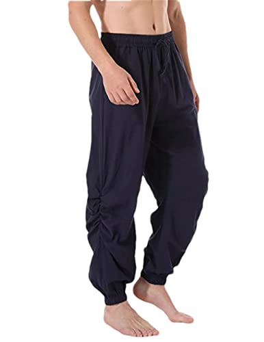 Mid-Century Herren Piratenhose Vintage Renaissance Freizeitkleidung Lose Hose Marineblau 4XL #Sonstiges von Bollrllr