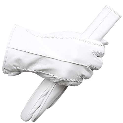 Bollrllr Mode Weiße Lederhandschuhe Damen Top Grade Warm Winterhandschuhe Weiß 7 Bollrllr Mode Weiße Lederhandschuhe Damen Top Grade Warm Winterhandschuhe Weiß 7 von Bollrllr