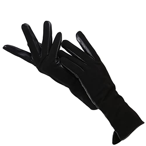 Winter Warm Touch Handschuhe Echtleder 50% echtes Wildleder 50% Damen Echtleder Handschuhe Bunt Lange Damen Handschuhe Schwarz 7,5 von Bollrllr