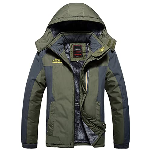 Winterjacke aus Fleece, Übergröße, warmer Mantel, Parkas, Herren, Militär-Outwear, Daunenparkas, Windbreaker, Herren, armee-grün, 9XL von Bollrllr