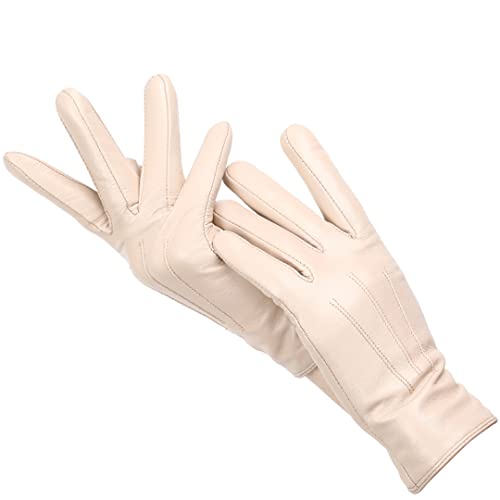 Wintermode Damen Lederhandschuhe Fahren Warm Winter Handschuhe Weiches Schaffell Beige Größe 7 von Bollrllr