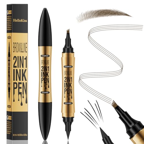 2-in-1 3D Dual-Ended Augenbrauenstift, Wasserfest und Schweißfester Microblading Augenbrauenstift, Langanhaltenden Wischfest Eyebrow Pencil Erzeugt Natürliche Augenbrauenform (Dunkelbraun) von BoloShine