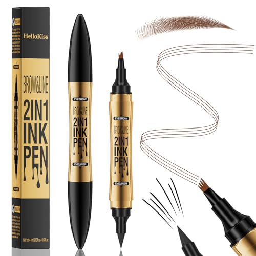 2-in-1 3D Dual-Ended Augenbrauenstift, Wasserfest und Schweißfester Microblading Augenbrauenstift, Langanhaltenden Wischfest Eyebrow Pencil Erzeugt Natürliche Augenbrauenform (Hellbraun) von BoloShine