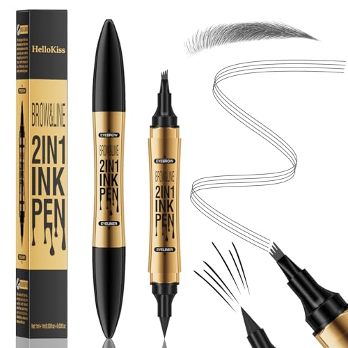 2-in-1 3D Dual-Ended Augenbrauenstift, Wasserfest und Schweißfester Microblading Augenbrauenstift, Langanhaltenden Wischfest Eyebrow Pencil Erzeugt Natürliche Augenbrauenform (grau) von BoloShine