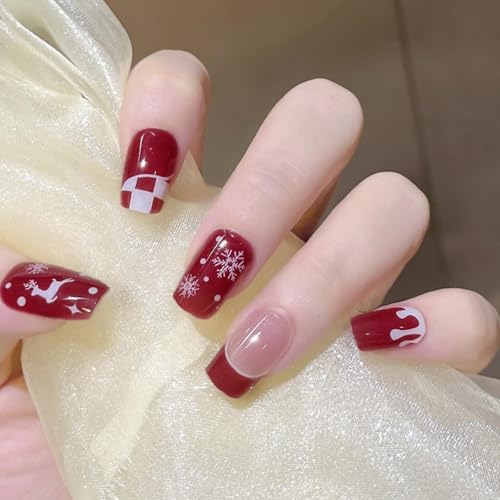 20 Stück UV Gel Nagelfolien Nagelaufkleber Weihnachten Neujahr Gel Nail Nagelfolien Halbgehärtete Gel Nagellack Aufkleber Nagelsticker Nail Wraps für Damen Mädchen (Weißer Elch) von BoloShine