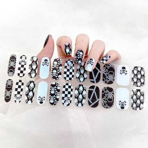 22Stk Halloween Gel Nagellack Aufkleber, Full Wraps UV Nagelfolien, Halbgehärtete Nagelsticker, Nail Strips Mit Nagelfeile & Stick Für Frauen Mädchen DIY Maniküre - Chamäleon von BoloShine
