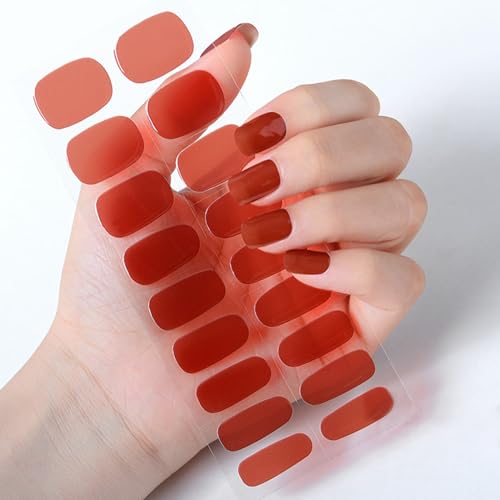 Boloshine 20PCS Gel Nagellack Aufkleber, Halbgehärtete UV Gel Nagellackstreifen, Langanhaltend Nagelsticker Selbstklebend Nagelfolie für Frauen Mädchen Nageldekoration(Romantischer Bernstein) von BoloShine