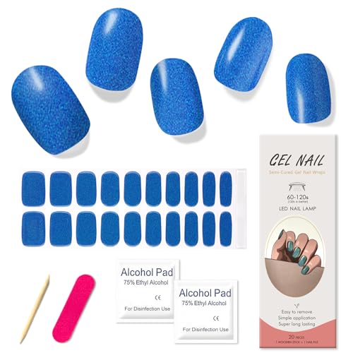Boloshine 20Pcs Halb Ausgehärtete Gel Nagelfolien, Glänzend UV Gel Nagelfolie Nagelaufkleber Selbstklebend, Langanhaltend Salonqualität UV Gel Nagelsticker für Frauen Mädchen - Blauer Morgenhimmel von BoloShine