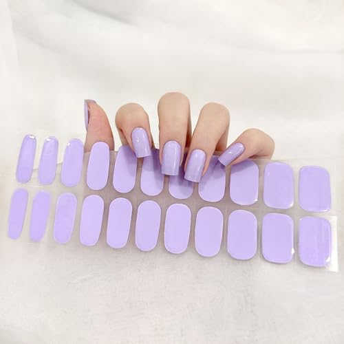 Boloshine 22PCS Gel Nagellack Aufkleber(Lavendel), Full Wraps Nagelaufkleber UV/LED-Lampe Erforderlich, UV Gel Nagelfolie Selbstklebend für Frauen Mädchen Nagel Dekoration von BoloShine