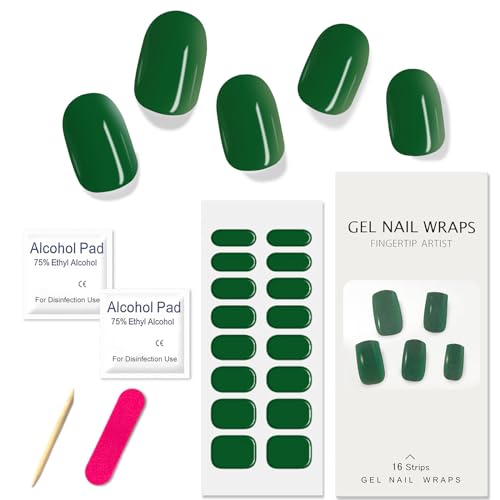 Boloshine Halb Ausgehärtete Gel Nagelfolien, 16Pcs Rein Farbe UV Gel Strips Nagelaufkleber, Wasserdicht Langanhaltende Fingernägel Folie, Selbstklebend UV Gel Wraps für Frauen Mädchen - Bambus von BoloShine