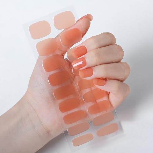 Boloshine UV Gel Nagelfolie, 20PCS Gel Nagellack Aufkleber, Halbgehärtete Nagelsticker Selbstklebend, Full Wraps Aufkleber Nail Art Stickers DIY für Damen Mädchen(Orangenhonig) von BoloShine