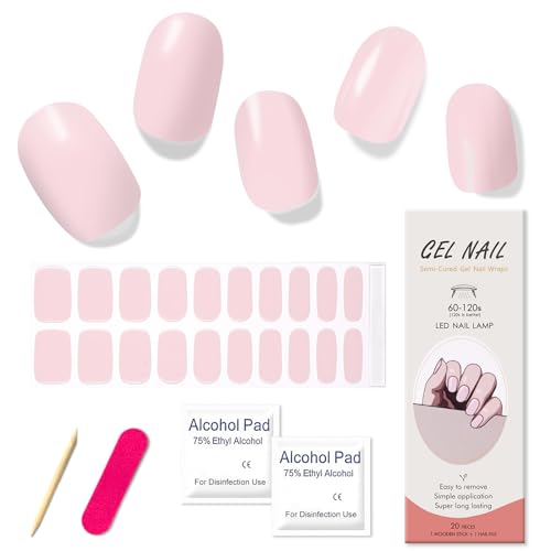 Boloshine UV Gel Nagelfolien Halbgehärtete, 20Pcs Nagelaufkleber Selbstklebend, Glänzend Langanhaltend Nagelsticker Gelnägel zum Aufkleben, Salonqualität UV Gel Strips für Frauen Mädchen - Herzklopfen von BoloShine