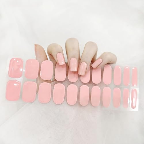 UV Gel Nagellack Aufkleber, 22PCS Nagelfolie Selbstklebend Wraps Gel Nagelaufkleber mit Nagelfeile und Stick, Mode DIY Nagel Dekoration Nail Art Stickers für Damen Mädchen(Sanfte Bohnenpaste) von BoloShine