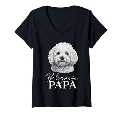Damen Bologneser Hund Papa T-Shirt mit V-Ausschnitt Damen Bologneser Hund Papa T-Shirt mit V-Ausschnitt von Bolognese Dog