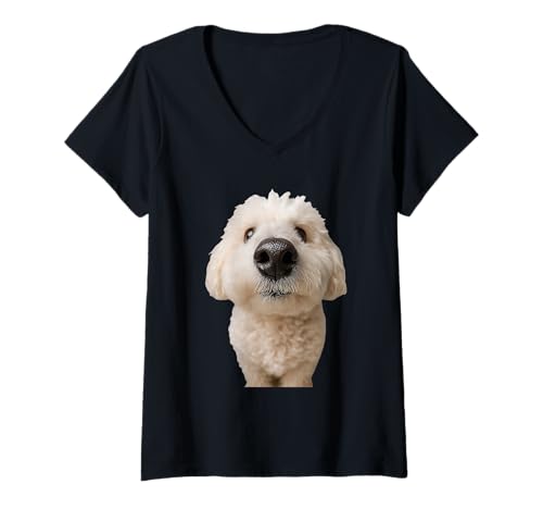 Damen Bologneser Hund T-Shirt mit V-Ausschnitt Damen Bologneser Hund T-Shirt mit V-Ausschnitt von Bolognese Dog