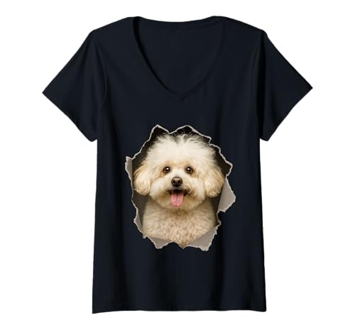 Damen Bologneser Hund T-Shirt mit V-Ausschnitt Damen Bologneser Hund T-Shirt mit V-Ausschnitt von Bolognese Dog