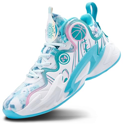 Bolognifi Atmungsaktive Basketball-Trainingsschuhe for Herren, rutschfest und verschleißfest Geschenk(White blue1,37 EU) von Bolognifi