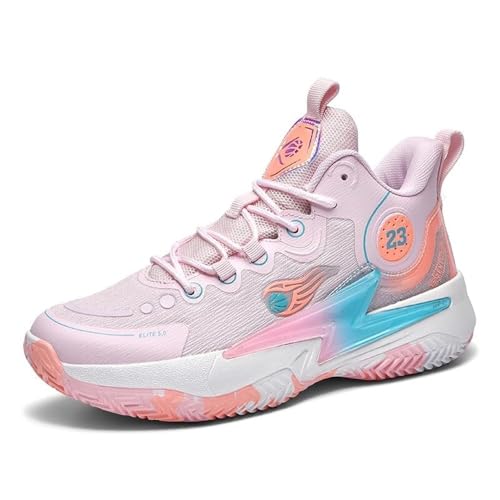 Bolognifi Herren-Basketball-Modeschuhe, rutschfeste Outdoor-Sportschuhe Geschenk(Pink,44 EU) von Bolognifi
