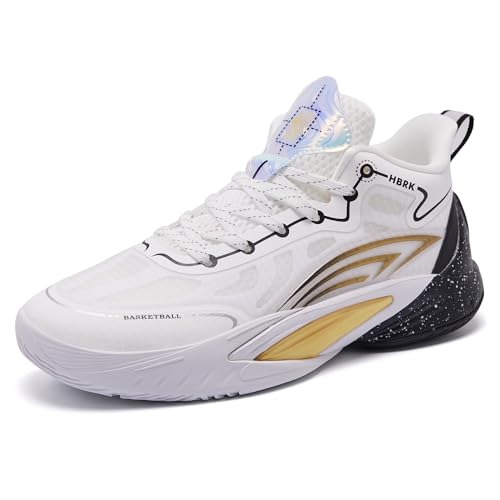 Bolognifi Herren Basketball Training Outdoor Anti-Rutsch-Sportschuhe Geschenk(White4,45 EU) von Bolognifi