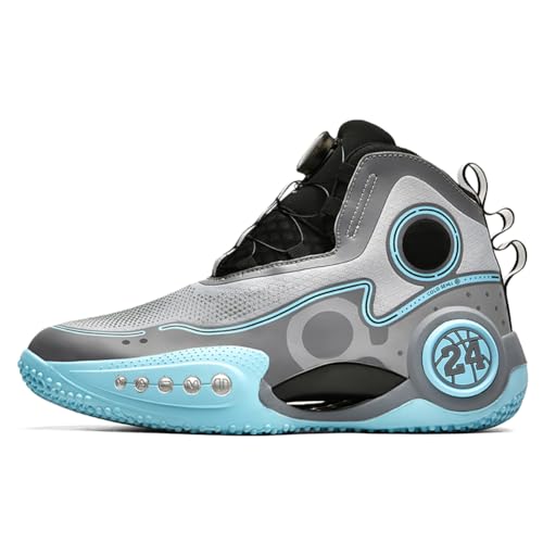 Bolognifi Herren-Basketballschuhe for Sporttraining, hoch geschnitten, Knöchelstütze und rutschfeste Dämpfung Geschenk(Grey,42 EU) von Bolognifi