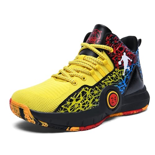 Bolognifi Herren-Basketballschuhe mit atmungsaktivem Mesh und strapazierfähigem Griff, geeignet for professionelle Freizeitsportarten Geschenk(Yellow,41 EU) von Bolognifi