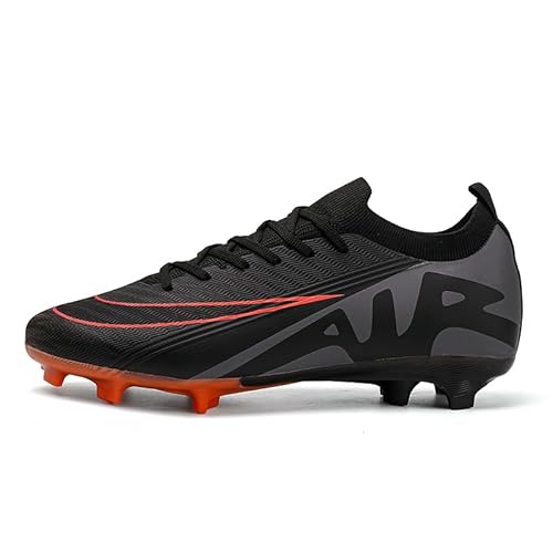Bolognifi Herren-Fußballschuhe mit niedrig geschnittenen Riemen und Anti-Rutsch-Stollen. Sportliche Trainings-Fußballschuhe for Rasen(Ad-Black,41 EU) von Bolognifi