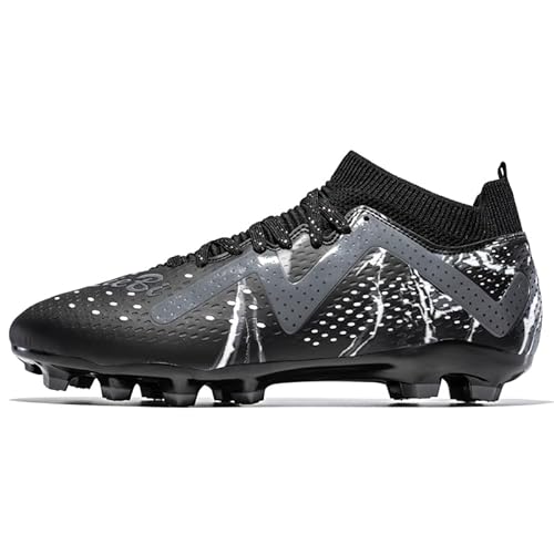 Bolognifi Herren-Fußballschuhe mit niedrig geschnittenen Riemen und Anti-Rutsch-Stollen. Sportliche Trainings-Fußballschuhe for Rasen(Ae-Black,39 EU) von Bolognifi