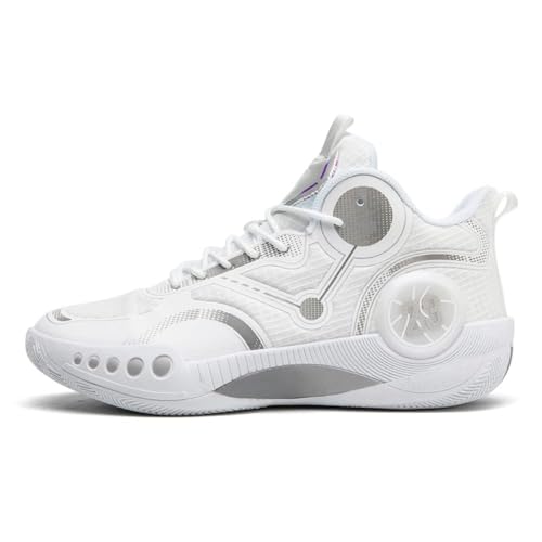 Bolognifi Herren High Top Basketballschuhe Ultraleichtes atmungsaktives Mesh Stoßdämpfende Sohle Geeignet Geschenk(White,40 EU) von Bolognifi