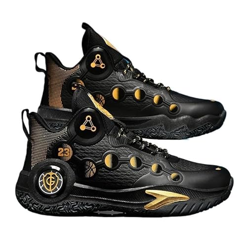 Bolognifi Herren High-Top-Basketballstiefel mit Rutschfester Sohle for Outdoor-Training, Basketball-Sport-Laufschuhe(Black,45 EU) von Bolognifi