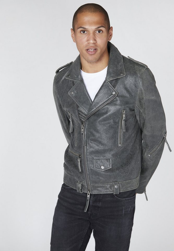 Bolongaro Trevor Bikerjacke STATEMENT BIKER Zwei-Wege-Reißverschluss, aus weichem Leder, Reißverschlussdetails von Bolongaro Trevor