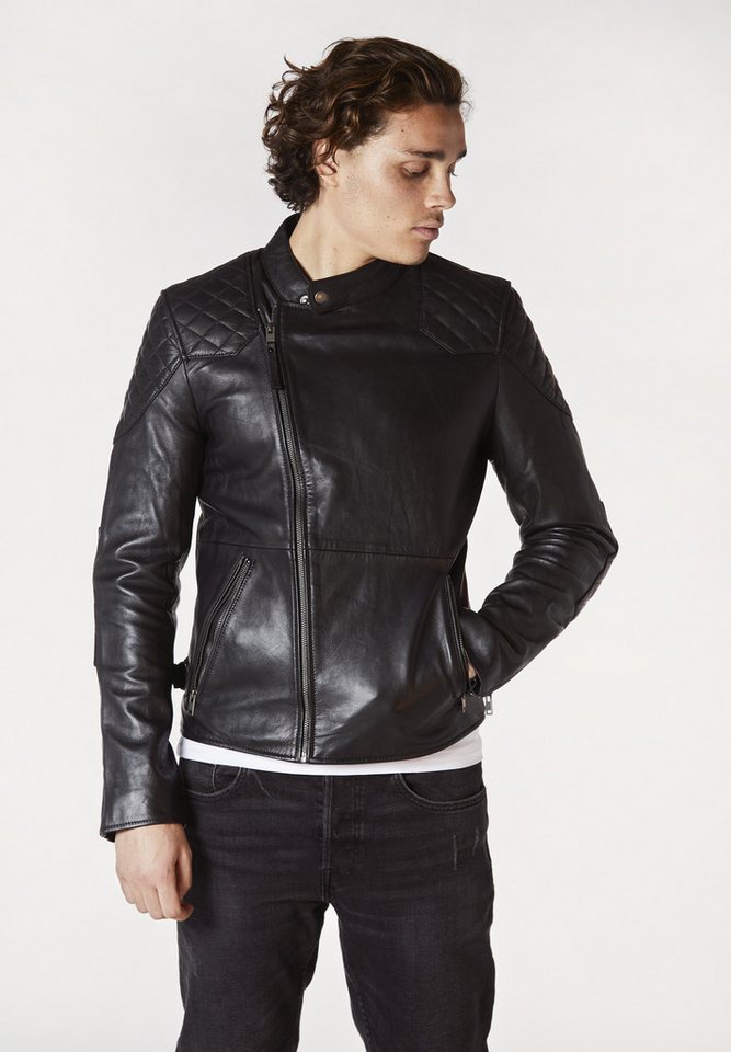 Bolongaro Trevor Lederjacke Badger Biker Racer, Superweiches Leder,asymmetrisch von Bolongaro Trevor
