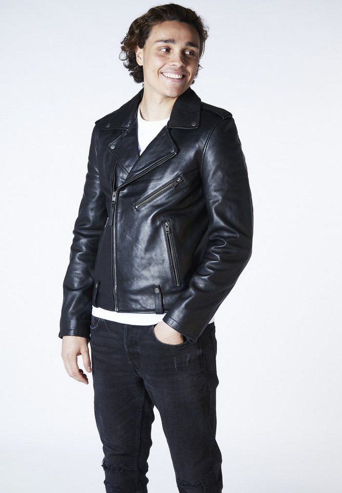 Bolongaro Trevor Lederjacke Blade Biker Biker, Superweiches Leder, Schulterklappen von Bolongaro Trevor