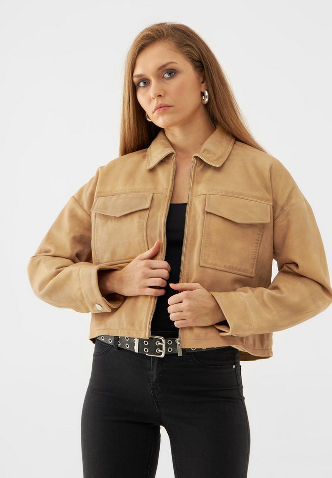 Bolongaro Trevor Lederjacke DAISY Weiches Leder, gewalktes Finish, Taschendetails von Bolongaro Trevor