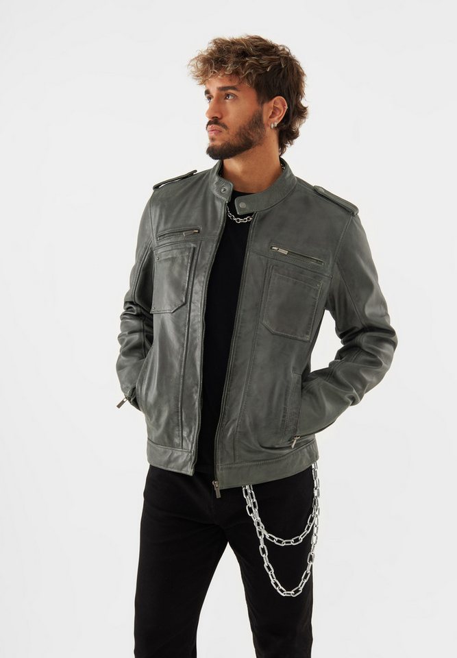 Bolongaro Trevor Lederjacke FABIO RACER Weiches Leder, gewalktes Finish, Panel-Details von Bolongaro Trevor