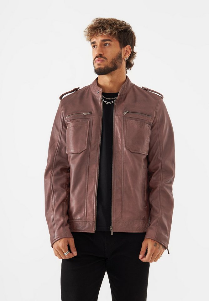 Bolongaro Trevor Lederjacke FABIO RACER Weiches Leder, gewalktes Finish, Panel-Details von Bolongaro Trevor