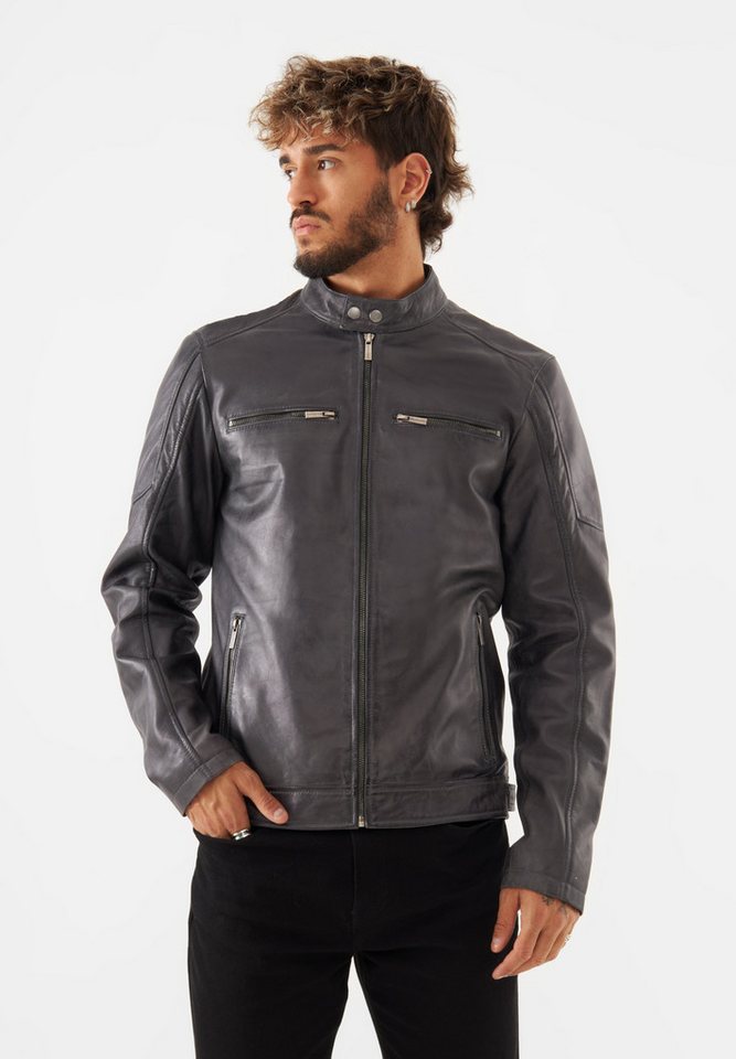 Bolongaro Trevor Lederjacke JASPER RACER Weiches Leder, gewalktes Finish, Panel-Details von Bolongaro Trevor
