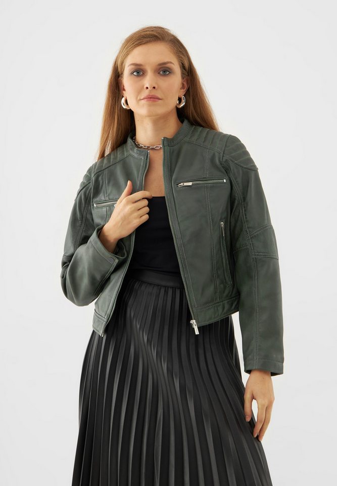 Bolongaro Trevor Lederjacke MARIA RACER Weiches Leder, gewalktes Finish, Panel-Details von Bolongaro Trevor