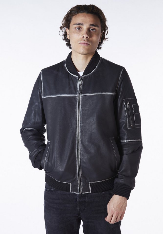Bolongaro Trevor Lederjacke Ma1 Bomber Distress Bomber, Superweiches Leder im Used-Look, Militär von Bolongaro Trevor