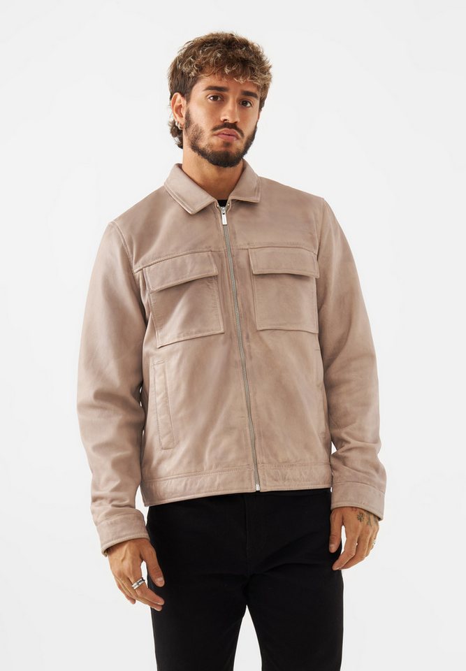 Bolongaro Trevor Lederjacke SAMUAL WORKER Weiches Leder, gewalktes Finish, Taschendetails von Bolongaro Trevor