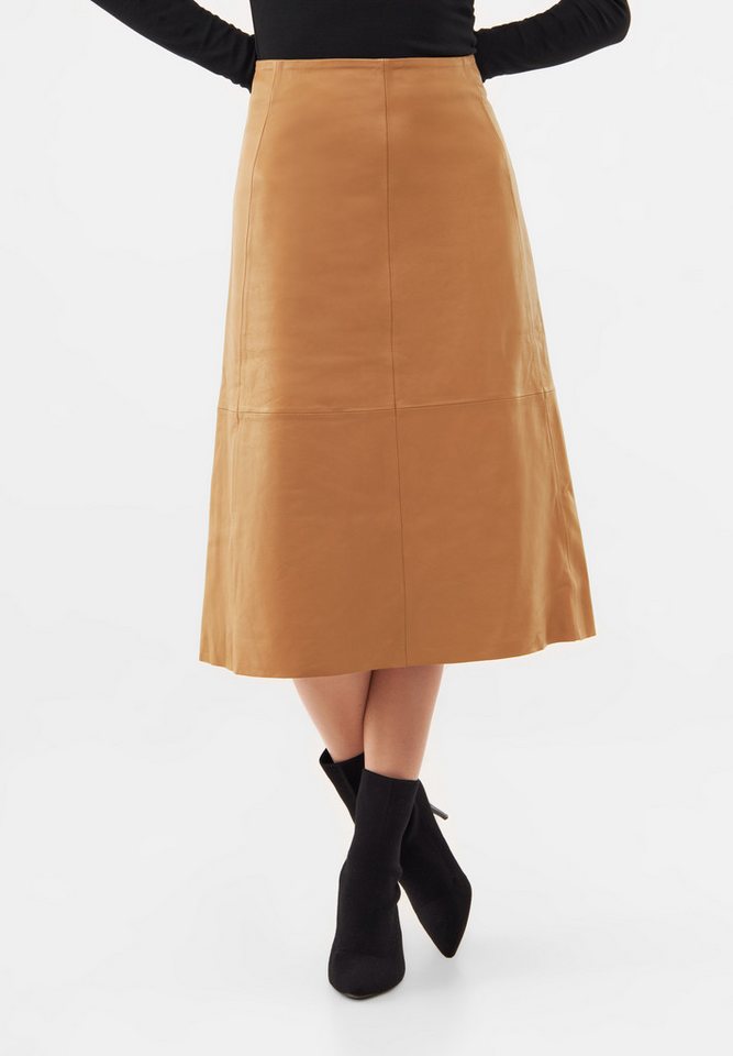 Bolongaro Trevor Lederrock MAXI Midirock aus Leder in A-Linie, Hohe Taille, Paneldetails von Bolongaro Trevor