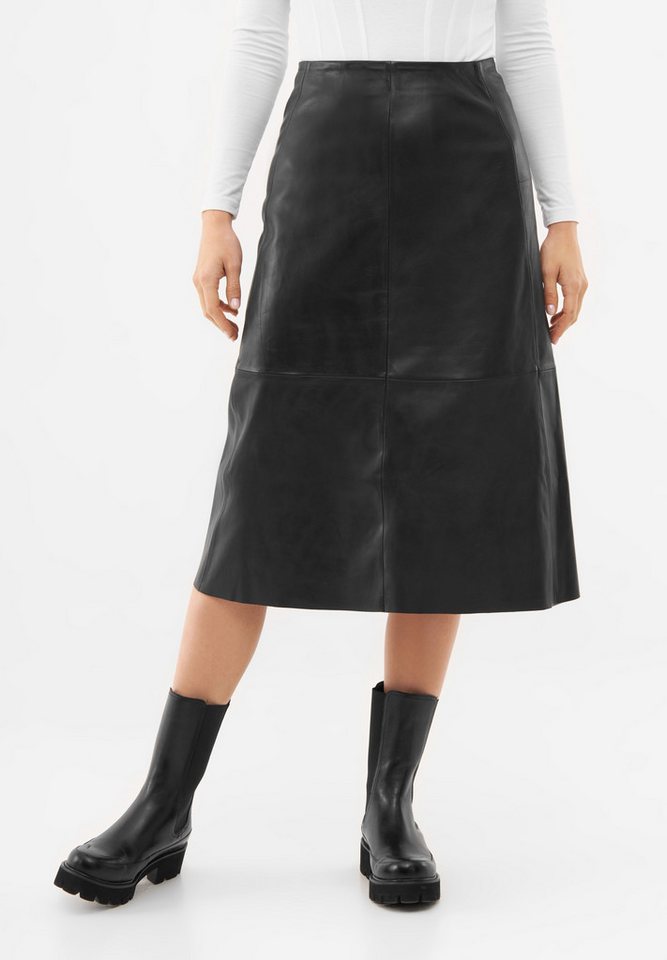 Bolongaro Trevor Lederrock MAXI Midirock aus Leder in A-Linie, Hohe Taille, Paneldetails von Bolongaro Trevor