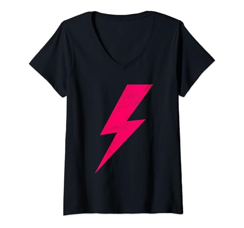 Damen Einfache Retro-Blitz Lightning Grafik T-Shirt mit V-Ausschnitt Damen Einfache Retro-Blitz Lightning Grafik T-Shirt mit V-Ausschnitt von Bolt of Lightning Designs!