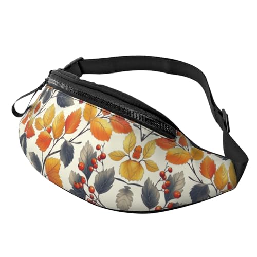 BoltPack Bauchtasche für Damen und Herren, mit verstellbarem Riemen, leichte, wasserdichte Hüfttasche für Sport, Wandern, Laufen, Blätter 14, Einheitsgröße, Trekkingrucksack von Boltpack