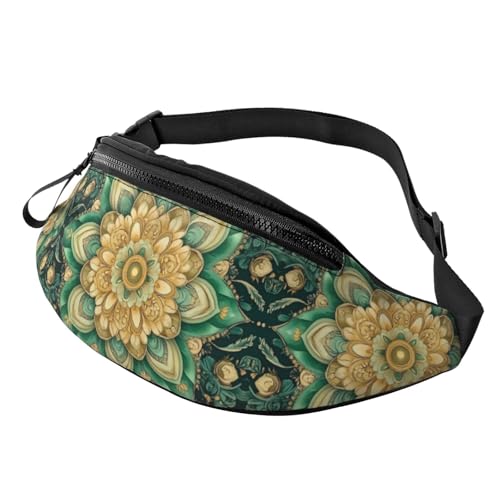 BoltPack Bauchtasche für Damen und Herren, mit verstellbarem Riemen, leichte, wasserdichte Hüfttasche für Sport, Wandern, Laufen, Blumen-Mandala 8, Einheitsgröße, Trekkingrucksack von Boltpack